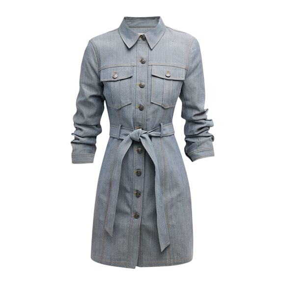 cinq a sept Dresses & Skirts - cinq a sept Light Blue Denim Shirt Dress with Tie Belt